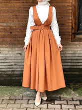 Load image into Gallery viewer, Casual Solid Color Suspenders And Belted Large Hem Skirt