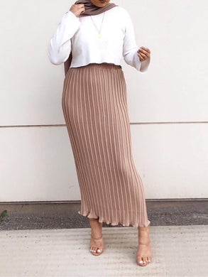 Women'S Chiffon Pleated Double Flared Skirt