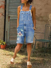 Load image into Gallery viewer, Retro Denim Overalls Printed Jumpsuit with Pockets