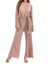 Load image into Gallery viewer, Pleated Beaded Flared Sleeve Loose Jumpsuit Women Suit