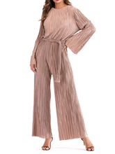 Load image into Gallery viewer, Pleated Beaded Flared Sleeve Loose Jumpsuit Women Suit