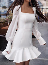 Load image into Gallery viewer, Fashion Ruffled Long Sleeve Slim Dress