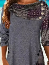 Load image into Gallery viewer, Retro Irregular Hem Printed Scarf Long Sleeve Casual Top