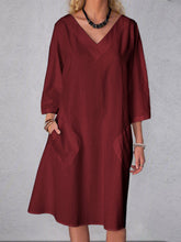 Load image into Gallery viewer, Casual V-Neck Women&#39;S Cotton And Linen Dress