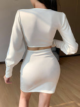 Load image into Gallery viewer, Long Sleeve Slim Sexy V-Neck Puff Sleeve Dress