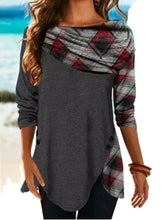 Load image into Gallery viewer, Retro Long Sleeve Irregular Printed Scarf Contrast Color T-shirt Top