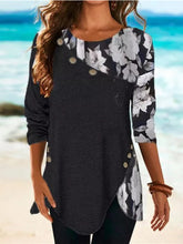 Load image into Gallery viewer, Fashion Round Neck Irregular Floral Print Casual T-shirt Top