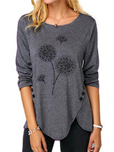 Load image into Gallery viewer, Women's Irregular Print Button Long Sleeve Round Neck Casual Top