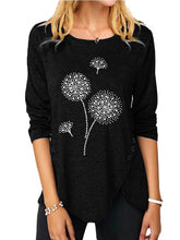 Load image into Gallery viewer, Women's Irregular Print Button Long Sleeve Round Neck Casual Top