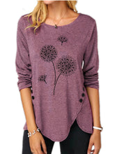 Load image into Gallery viewer, Women's Irregular Print Button Long Sleeve Round Neck Casual Top