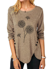 Load image into Gallery viewer, Women's Irregular Print Button Long Sleeve Round Neck Casual Top