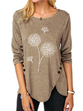 Load image into Gallery viewer, Women's Irregular Print Button Long Sleeve Round Neck Casual Top