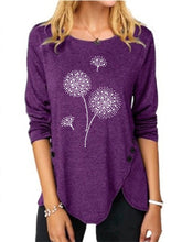 Load image into Gallery viewer, Women's Irregular Print Button Long Sleeve Round Neck Casual Top