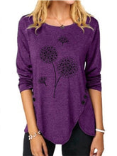 Load image into Gallery viewer, Women's Irregular Print Button Long Sleeve Round Neck Casual Top