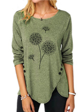 Load image into Gallery viewer, Women's Irregular Print Button Long Sleeve Round Neck Casual Top