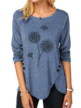 Load image into Gallery viewer, Women's Irregular Print Button Long Sleeve Round Neck Casual Top