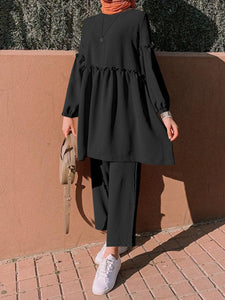 Casual Cool Loose Blouse Wide Leg Pants Two-Piece Suit