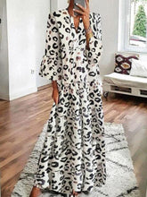 Load image into Gallery viewer, Women Bohemian 3/4 Sleeve Leopard Maxi Dress