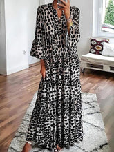 Load image into Gallery viewer, Women Bohemian 3/4 Sleeve Leopard Maxi Dress