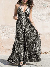 Load image into Gallery viewer, Women Vacation Sexy Sling Leopard Maxi Dress