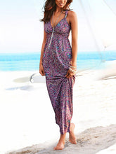 Load image into Gallery viewer, Women Bohemian Printed V-Neck Maxi Dress