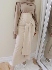 Women'S Casual Solid Color Tie Long Skirt