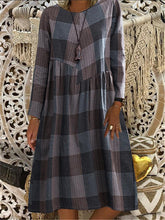 Load image into Gallery viewer, Plaid Cotton And Linen Print Women&#39;S Dress