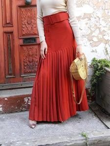 Casual Pleated Bag Hip Long Skirt