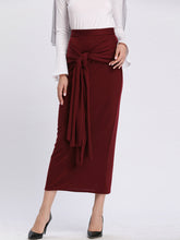 Load image into Gallery viewer, Casual Solid Color Tie Waist Long Hip Skirt