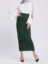 Load image into Gallery viewer, Casual Solid Color Tie Waist Long Hip Skirt