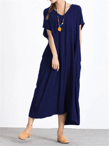 Women'S Loose And Thin Cotton And Linen Dress