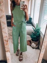 Load image into Gallery viewer, Casual Round Neck Striped Print Loose Sleeveless Jumpsuit