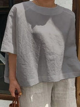 Load image into Gallery viewer, Simple Solid Color Cotton And Linen Women'S Top