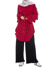 Load image into Gallery viewer, Women'S Round Neck Loose Openwork Pile Sleeve Top