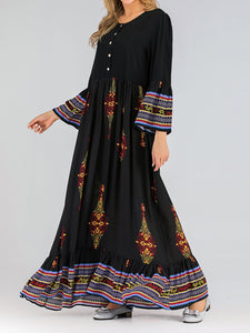 Fashion Casual Loose Long Sleeve Printed Dress