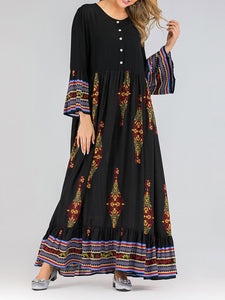 Fashion Casual Loose Long Sleeve Printed Dress