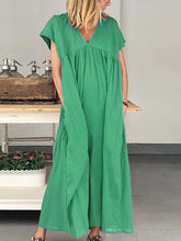 Load image into Gallery viewer, Women Plain V-Neck Pockets  Loose Maxi Dress