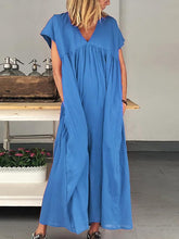 Load image into Gallery viewer, Women Plain V-Neck Pockets  Loose Maxi Dress