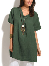 Load image into Gallery viewer, Solid Color Cotton And Linen Loose Blouse