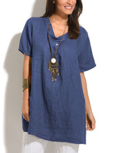 Load image into Gallery viewer, Solid Color Cotton And Linen Loose Blouse