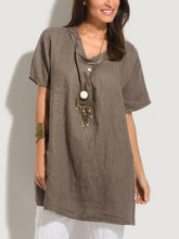 Load image into Gallery viewer, Solid Color Cotton And Linen Loose Blouse