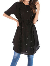 Load image into Gallery viewer, Fashion Casual Chiffon Round Neck Beaded Top