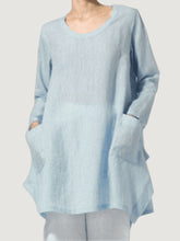 Load image into Gallery viewer, Women'S Solid Color Long-Sleeved Cotton And Linen Top