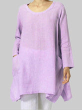 Load image into Gallery viewer, Women'S Solid Color Long-Sleeved Cotton And Linen Top