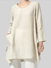 Load image into Gallery viewer, Women'S Solid Color Long-Sleeved Cotton And Linen Top
