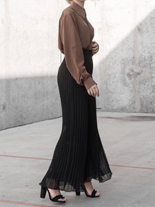 Women'S Fashion Pleated Chiffon Casual Wide-Leg Pants