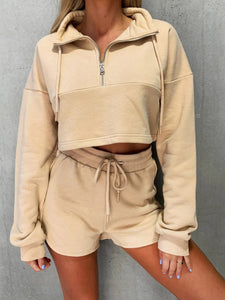 Fashion Loose Long-Sleeved Shorts Loose Two-Piece Suit