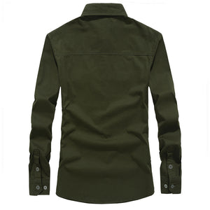 Men's 95 Cotton Long-Sleeved Military Style Tooling Shirt