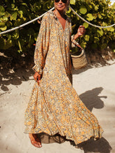 Load image into Gallery viewer, Women Bohemian V Neck Long Sleeve Floral Maxi Dress