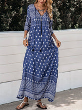 Load image into Gallery viewer, Women Bohemian Fringed 3/4 Sleeve Maxi Dress